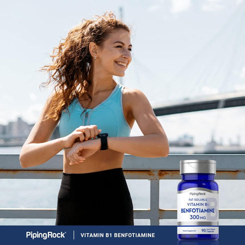 Piping Rock Benfotiamine 300mg, 90 Capsules - Fat Soluble Vitamin B1, Non-GMO, Gluten Free Supplement