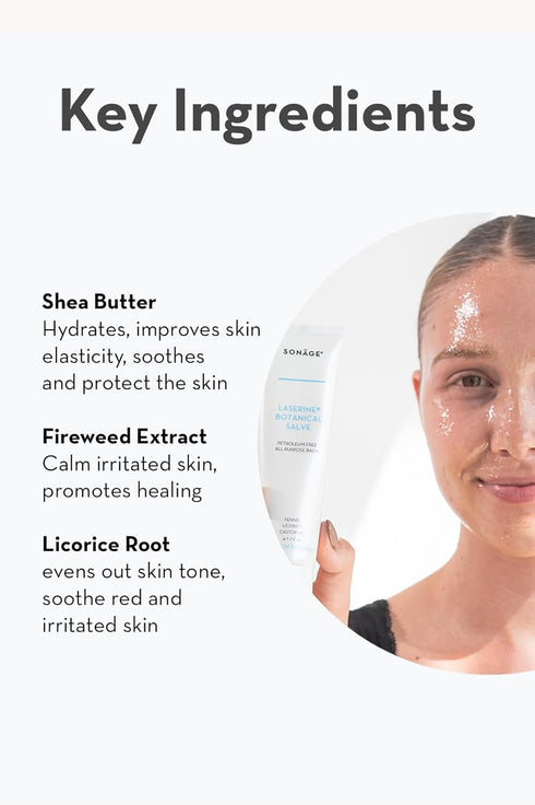 SONAGE Botanical Salve Laserine | Vegan Petroleum Alternative Balm for Dry, Chapped Skin Relief