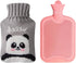 Drizzle Classic Rubber Hot Water Bottle - 2L Pink with Cute Panda Knitting Set for Pain Relief and Warmth