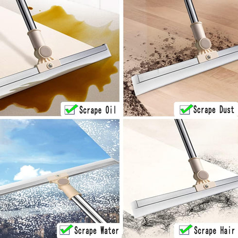 Floor Squeegee with 65" Long Adjustable Telescopic Pole, Heavy Duty 20" Broom for Home Garage Cleaning