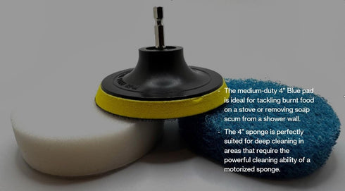 4 Piece Drill Brush Attachment Set, Scrubbing Pad and Sponge, Deep Cleaning Kit for Bathroom Kitchen and Car