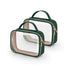 Wedama TSA Approved Clear Toiletry Bag, 2 Pack Quart Size Makeup Bags with Handles, Dark Green