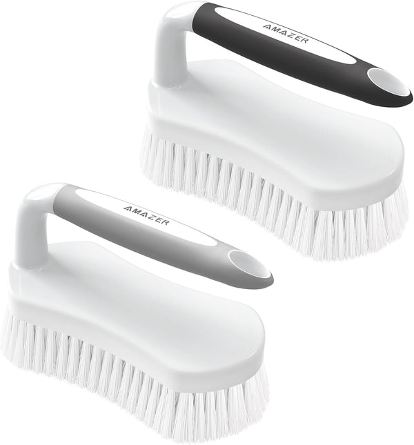 Amazer Scrub Brush for Cleaning, Heavy Duty Shower Cleaner Brush with Stiff Bristles, Comfort Grip Handle - Pack of 2