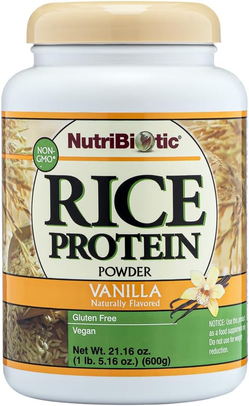 NutriBiotic Vanilla Rice Protein, 1 Lb 5 Oz (600g) - Low Carb, Vegan, Easy to Digest