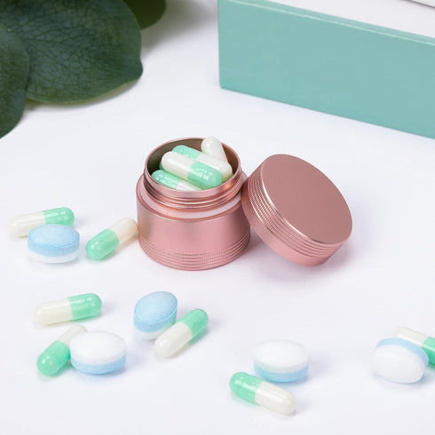 Small Daily Pill Case, Portable Metal Pill Box for Pocket Purse, Waterproof Holder for Vitamins, Medicine, Organizer