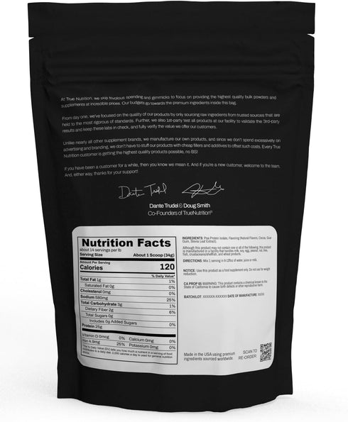 True Nutrition Pea Protein Powder Isolate - 25g Non-GMO Vegan Chocolate Fudge Brownie - 1LB