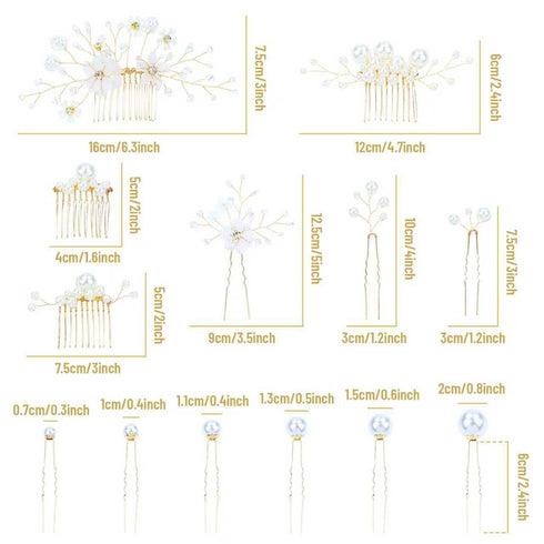 inSowni 26 Pack Gold Flower Pearl Wedding Bridal Hair Side Combs + U Shaped Hair Pins Clips for Women, Girls
