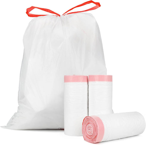 15-18 Gallon Drawstring Trash Bags, 102 Count Ultra Large Trash Can Liners, Heavy Duty Strong White Plastic Bags