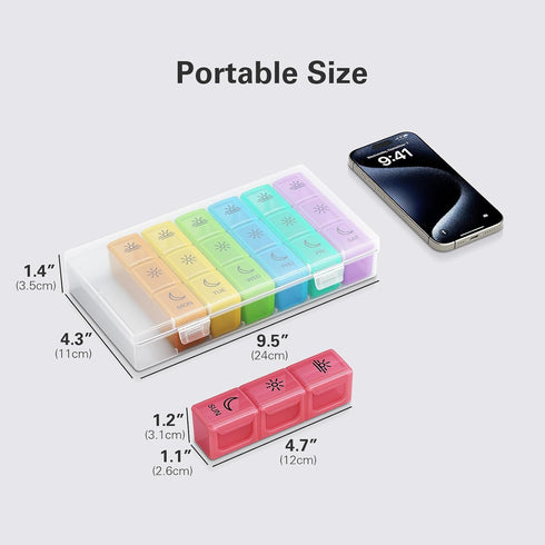 BUG HULL Large Weekly Pill Organizer 3X a Day, 7 Day Pill Box for Vitamins, Supplements (White)