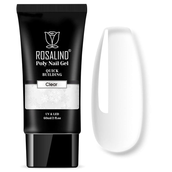 ROSALIND 2 oz Clear Poly Nail Gel, Professional Nail Extension Gel for Long Lasting DIY & Salon Nails, Quick Dry UV/LED