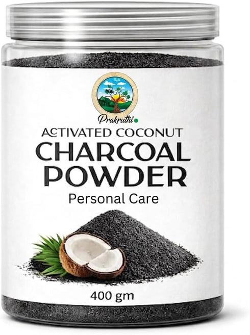 Prakruthi Activated Charcoal Powder (400g) | Coconut Shell-Based | Multipurpose Use for Oral