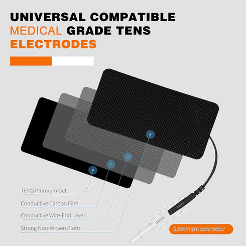 TENS Unit Electrode Pads, Replacement Pads for TENS Unit, 10PCS 2"x4" Adhesive Electrodes for AUVON TENS
