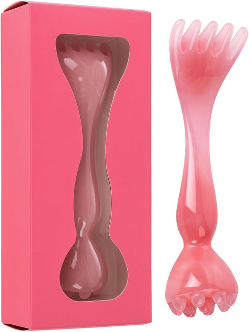 JdLongyuan Pink Resin 2-in-1 Scalp & Body Massager 5-Claw Head Scratcher & Roller