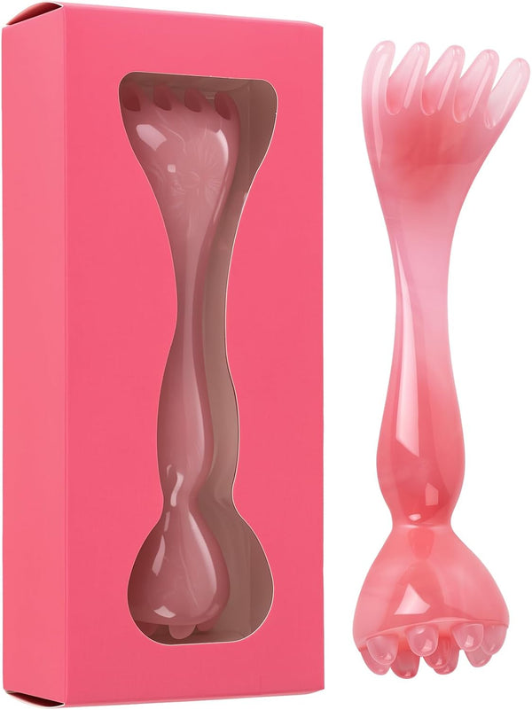 JdLongyuan Pink Resin 2-in-1 Scalp & Body Massager 5-Claw Head Scratcher & Roller