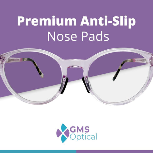 GMS Optical 1.8mm Reg-Thin/13mm Short Length, Small Adhesive Contoured Silicone Eyeglass Nose Pads, 5 Pair, Black