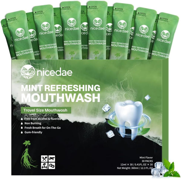 Travel Size Mouthwash Portable Packets Alcohol-Free & Fluoride-Free Fresh Mint Mouth Wash
