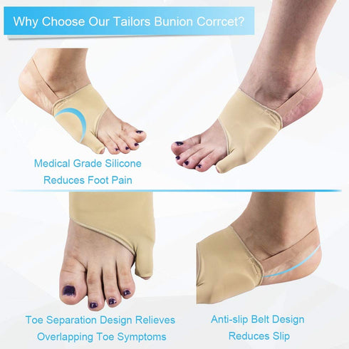 Tailor Bunion Corrector Pads for Pinky Toe Relief, Soft Silicone Gel Little Toe Separator with Anti-Slip (M)
