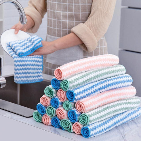 Usondeals Microfiber Cleaning Rag, Super Absorbent Reusable Scouring Towels for Kitchen and Bathroom (5 PCS, 11.8")