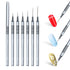 Nail Art Liner Brushes - 6Pcs Painting Brush Set for Long Lines, Thin Details, Fine Drawing Sizes 5/7/9/11/20/25mm