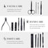 Manicure Pedicure Kit Nail Clippers Set Fingernails & Toenails Vibrissac Scissor 5 Pieces Best Care Tools for Man & Women with Travel Case (Gray/Black_A) (Dark 15 Pieces)
