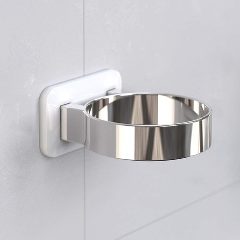 Hair Dryer Holder, Bathroom Cabinet Door Blow Dryer Stand, Wall Mount Holders, Extra Large Rim, Silvery
