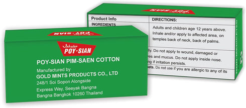 POY-SIAN Thai Pim-Saen Cotton Nasal Inhaler, 8 ml, Pack of 3