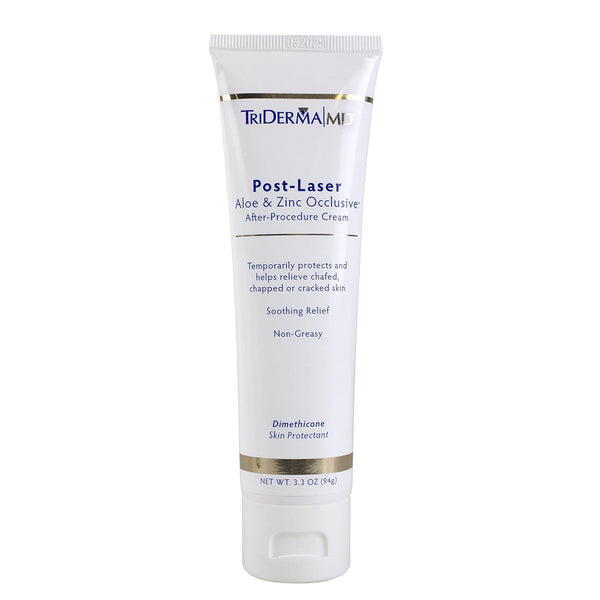 TriDerma Post Laser Aloe & Zinc Occlusive Cream, 3.3 oz for Use After Chemical Peels, Micro-Needling or Laser Treatments