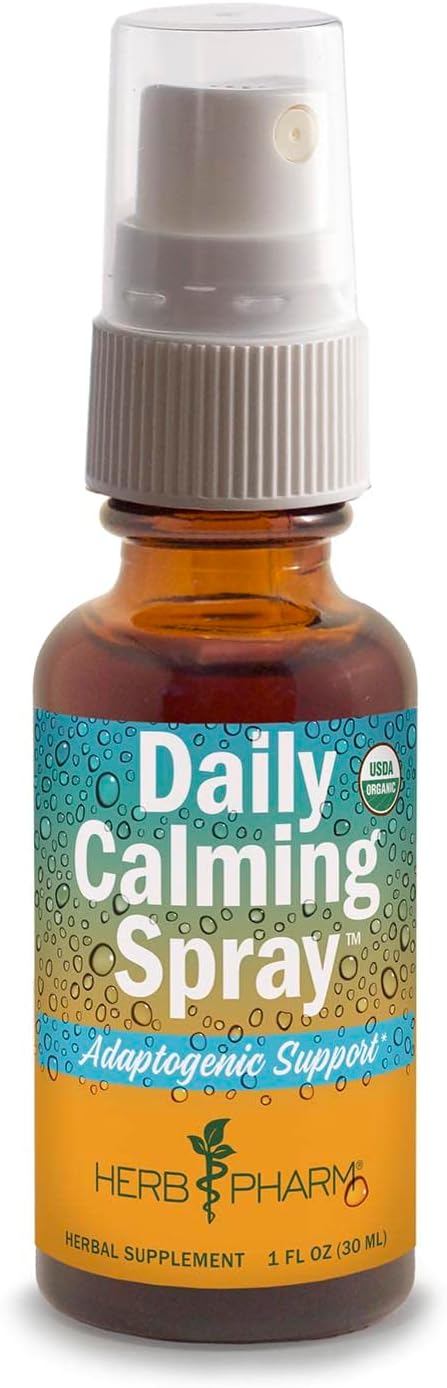 Herb Pharm Herbs on The Go Certified Organic Daily Calming Portable Spray - Adaptogenic Support*, 1 Ounce.