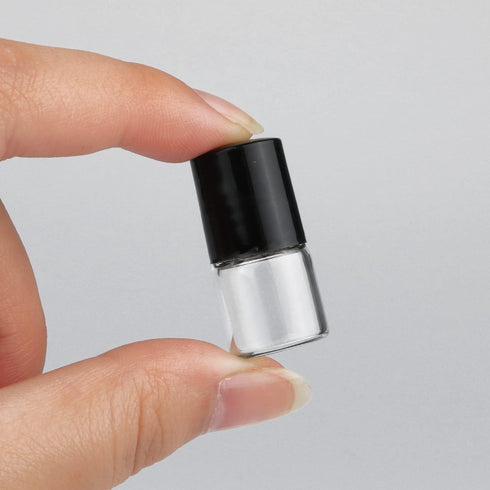 Wresty 25 Pcs Clear Glass Mini Roll On Bottles, Empty Essential Oil Roller Ball Bottles with Black Cap (1ml)