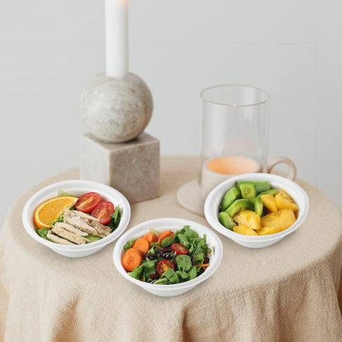 100 Pack Heavy Duty 8oz Paper Bowls, Compostable Disposable Soup Bowls for Hot Food, Ice Cream, Salad, Snacks, Dessert