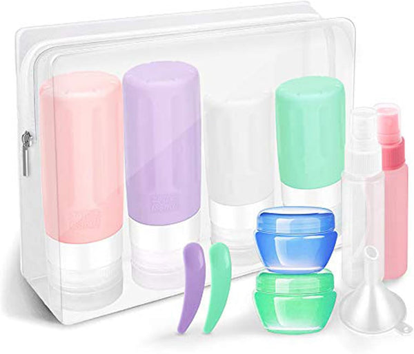 Vitog TSA Approved Travel Bottles Set, Leak Proof Silicone Toiletries Containers, Refillable Lotion Shampoo Conditioner