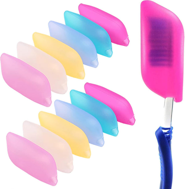 V-TOP Silicone Toothbrush Case Covers, 12 Pack for Travel and Home Tooth Brush Covering