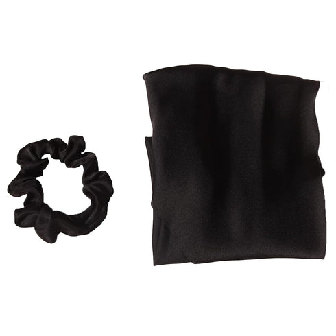 Pack of 2 Knotted Bow Hair Scrunchies - Elastic Hair Scarf Black Hair Ties Bands for Women and Girls