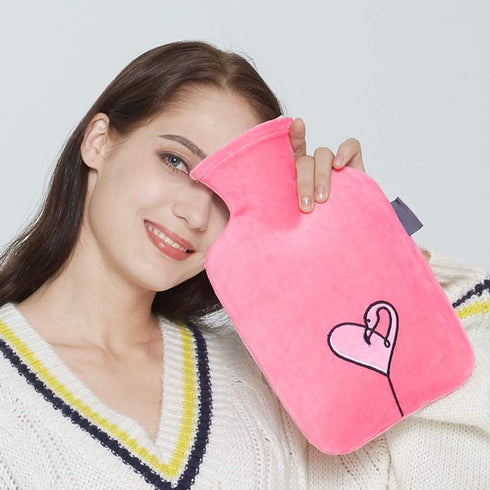 SKUZA 1.5 Hot Water Bottle,Small Hot Water Bottle Liter Hot Water Bag with Fleece Cover Hand Warmer Great Gift