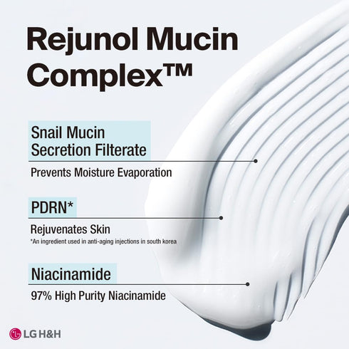 Rejunol Mucin Facial Cream 3.7 fl oz - 91.5% Snail Mucin Moisturizer with Hyaluronic Acid & Panthenol