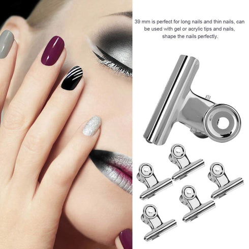 Nail Extension Clips, 5PCS Stainless Curve C Nail Curvature Pinching Clips, Multi-functional Nail Art Accessories
