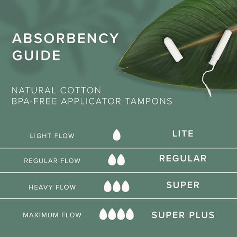 Veeda 100% Natural Cotton Tampons - Regular Absorbency, Unscented, 48 Count with Compact BPA-Free Applicator