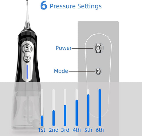 Water Dental Flosser Cordless for Teeth Cleaning, Powerful Oral Irrigator with 6 Adjustable Modes, 320ML Portable