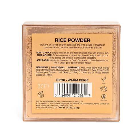 Palladio Rice Powder, Loose Setting Powder, Absorbs Oil, Warm Beige, Pack of 3, Flawless Fresh Look