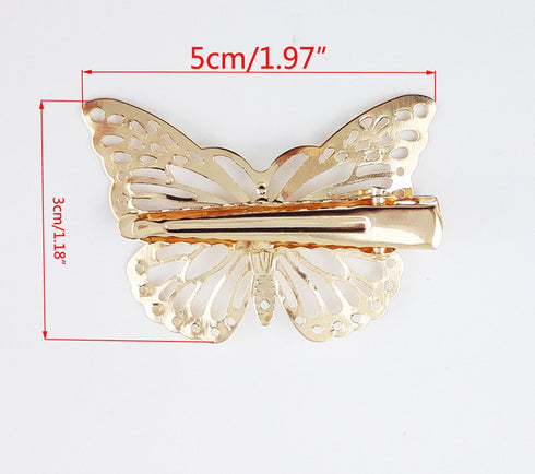 Yueton Pack of 2 Golden Butterfly Hair Clips, Bride Headwear Accessories