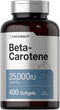 Horbaach Beta Carotene 25000 IU Softgels, 400 Count, Non-GMO & Gluten Free Vitamin A Supplement
