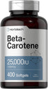 Horbaach Beta Carotene 25000 IU Softgels, 400 Count, Non-GMO & Gluten Free Vitamin A Supplement
