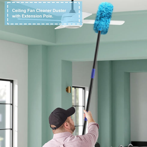 7 Ft Ceiling Fan Cleaner Duster, Washable with Long Pole, Reusable Duster for High Ceilings, Fans, Furniture