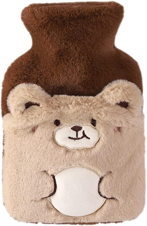 NUOBESTY Reusable Hot Water Bag with Plush Cover Cute Cartoon Leak Portable
