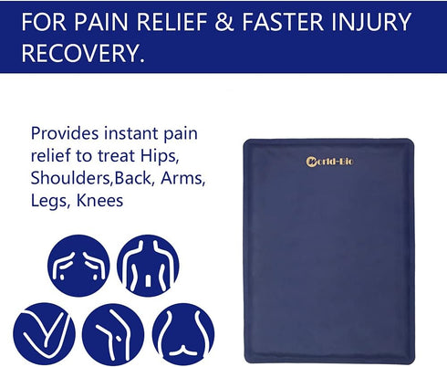 Large Gel Ice Pack 2 Pack for Injuries, Reusable Flexible Hot Cold Therapy Pad for Pain Relief