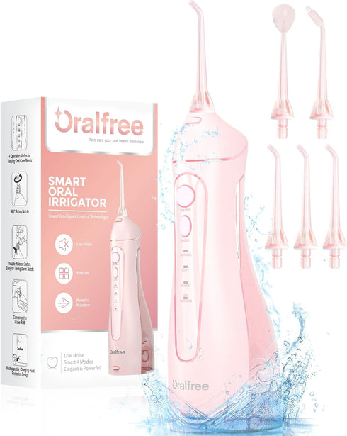 Oralfree Water Dental Flosser, Cordless Oral Irrigator, Portable Rechargeable Travel Teeth Cleaning, IPX7 Waterproof