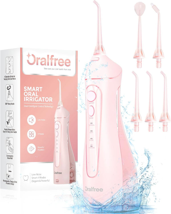 Oralfree Water Dental Flosser, Cordless Oral Irrigator, Portable Rechargeable Travel Teeth Cleaning, IPX7 Waterproof