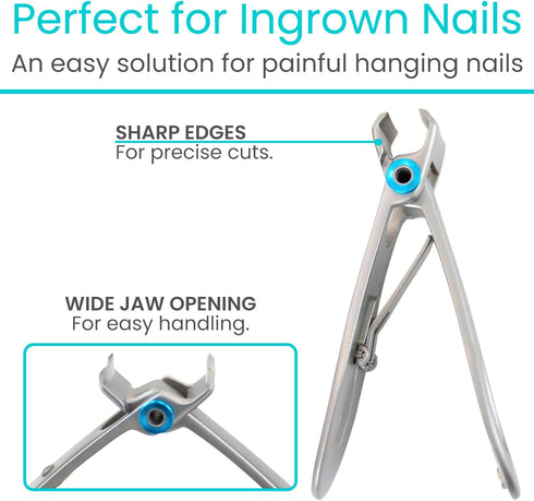 Vive Toenail Clippers for Thick Nails - Heavy Duty Podiatrist Trimmers for Seniors, Fingernail Care Set