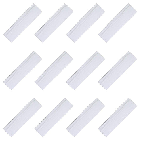 Kenz Laurenz Soft and Stretchy Elastic Cotton Headbands, Pack of 12, White