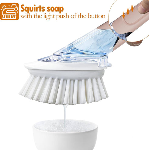 RIMAY Dish Brush with Soap Dispenser, Dish Washing Brush with Handle, Soap Dispensing Dish Brush, Soap Brush